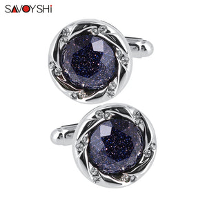 Starry Sky Stone Cufflinks High Crystals Wedding Gift Engraving Name