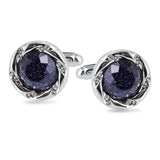 Starry Sky Stone Cufflinks High Crystals Wedding Gift Engraving Name