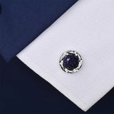 Starry Sky Stone Cufflinks High Crystals Wedding Gift Engraving Name