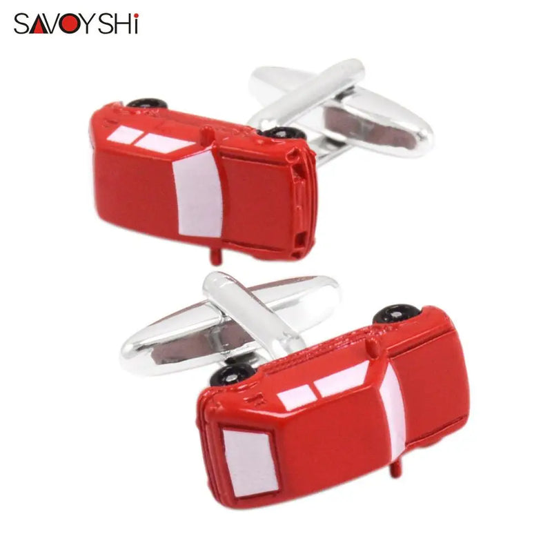 Car Model Cufflinks for Mens Shirt High Enamel Red Novelty Men Jewelry