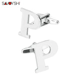Silver Plated Letter P Cufflinks for Men's Shirt