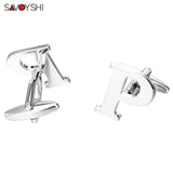 Silver Plated Letter P Cufflinks for Men's Shirt