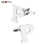 Silver Plated Letter P Cufflinks for Men's Shirt