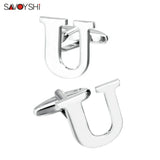 High Silver Plated U Cufflinks for Men Wedding Gift
