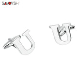 High Silver Plated U Cufflinks for Men Wedding Gift