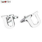 High Silver Plated U Cufflinks for Men Wedding Gift