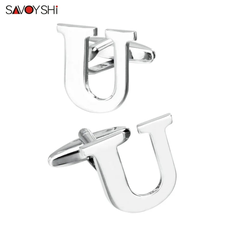 High Silver Plated U Cufflinks for Men Wedding Gift