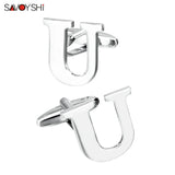 High Silver Plated U Cufflinks for Men Wedding Gift