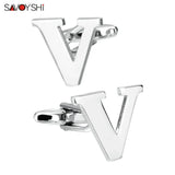 V Initial Cufflinks Silver Plated Wedding Gift