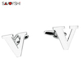 V Initial Cufflinks Silver Plated Wedding Gift