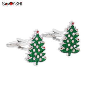 French Enamel Christmas Tree Cufflinks Party Gift