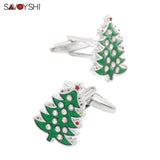 French Enamel Christmas Tree Cufflinks Party Gift