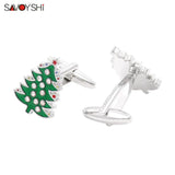 French Enamel Christmas Tree Cufflinks Party Gift