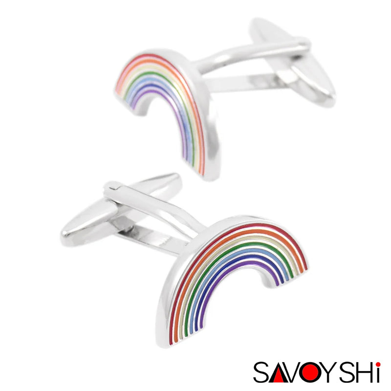 Rainbow Cufflinks Men's Shirt High Enamel