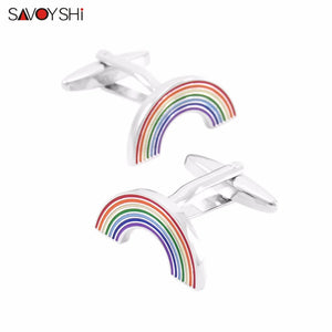 Rainbow Cufflinks Men's Shirt High Enamel