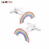 Rainbow Cufflinks Men's Shirt High Enamel