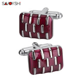 Red Enamel Cufflinks Rectangle Cufflinks Button Men's French Shirt Dress Jewelry