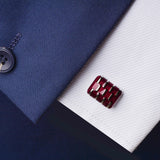 Red Enamel Cufflinks Rectangle Cufflinks Button Men's French Shirt Dress Jewelry