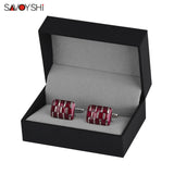 Red Enamel Cufflinks Rectangle Cufflinks Button Men's French Shirt Dress Jewelry