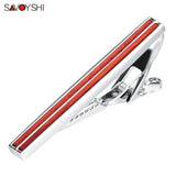 Red Wood Tie Clips for Men Necktie Tie Bar Clamp Tie Pin High Tie Clip