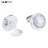 Round Glass Cufflinks Mens Shirt Cuff High Stripe Cufflinks Men Jewelry