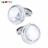 Round Glass Cufflinks Mens Shirt Cuff High Stripe Cufflinks Men Jewelry