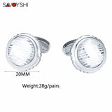 Round Glass Cufflinks Mens Shirt Cuff High Stripe Cufflinks Men Jewelry