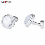 Round Glass Cufflinks Mens Shirt Cuff High Stripe Cufflinks Men Jewelry