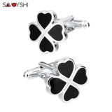 Enamel Plant Cufflinks for Men Wedding Gift Accessories