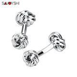 Silver Twisted knot Cufflinks for Mens Shirt High Oval Cuff links Gift Jewelry