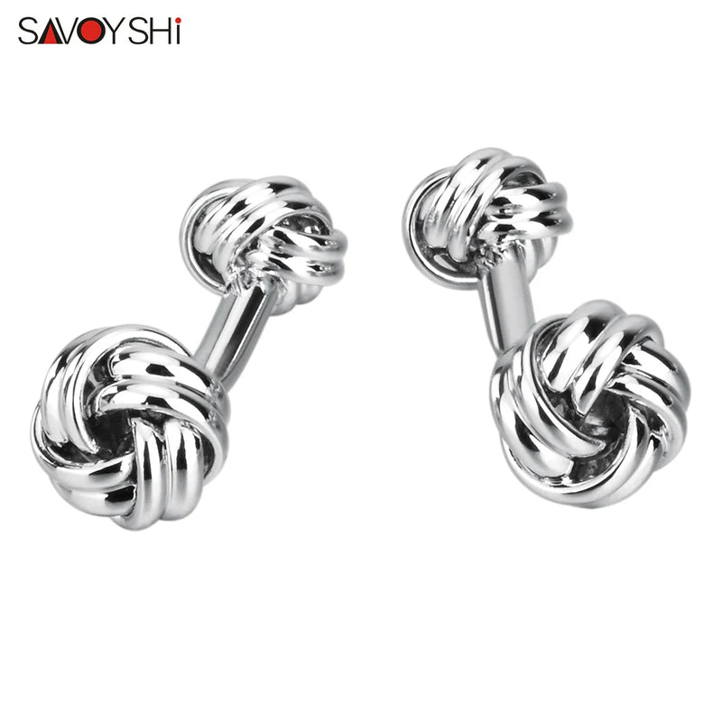 Silver Twisted knot Cufflinks for Mens Shirt High Oval Cuff links Gift Jewelry