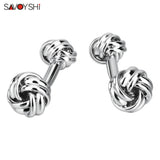 Silver Twisted knot Cufflinks for Mens Shirt High Oval Cuff links Gift Jewelry