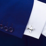 Silver Plated Aircraft Model Cufflinks for Men - Fine Gift