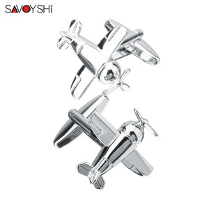Silver Plated Aircraft Model Cufflinks for Men - Fine Gift