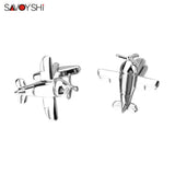Silver Plated Aircraft Model Cufflinks for Men - Fine Gift