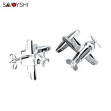 Silver Plated Aircraft Model Cufflinks for Men - Fine Gift