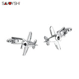 Silver Plated Aircraft Model Cufflinks for Men - Fine Gift