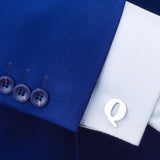 Silver Plated Q Cufflinks Mens Shirt Accessory Business Gift