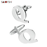 Silver Plated Q Cufflinks Mens Shirt Accessory Business Gift