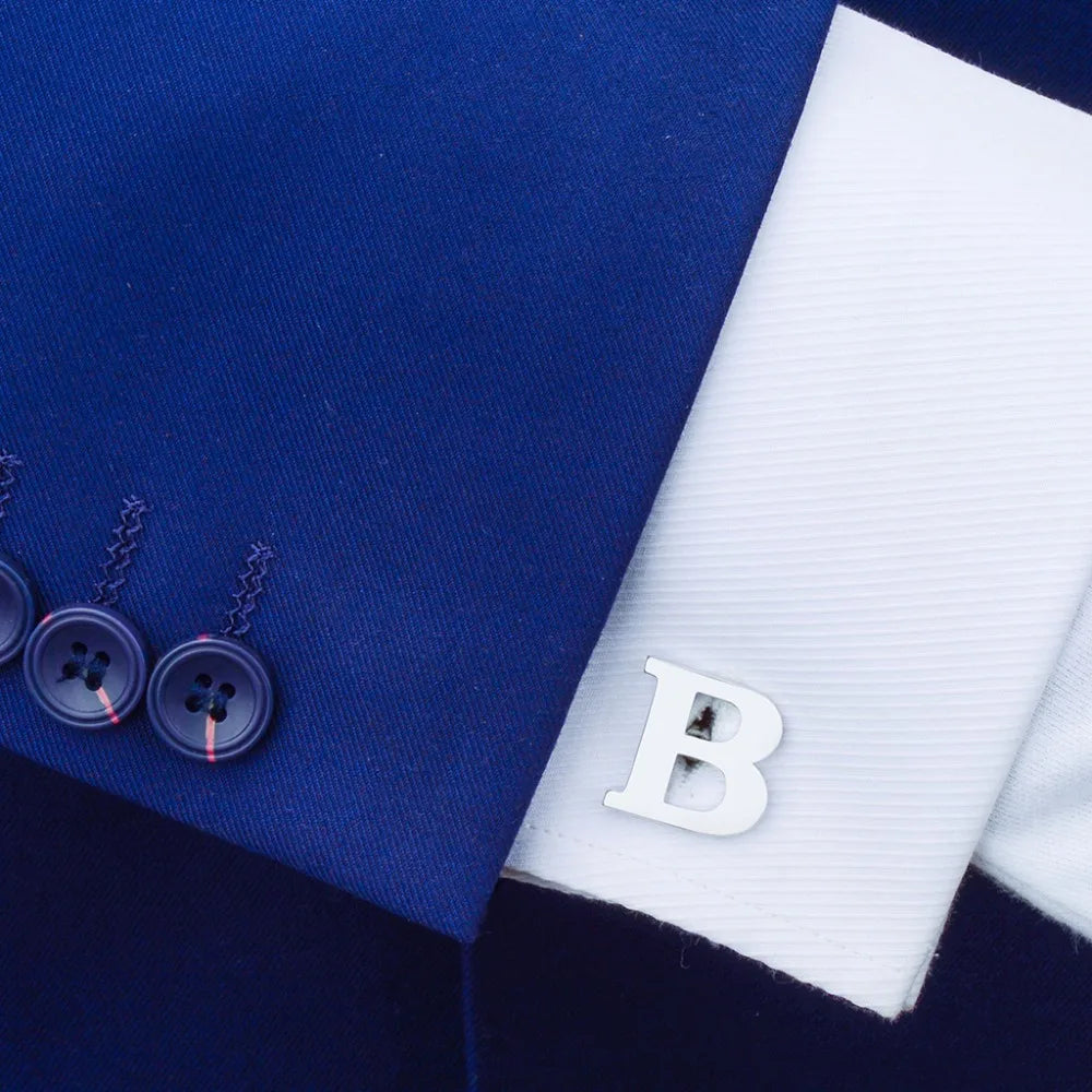 Silver 26 Letters Cufflinks for Mens Shirt High Cufflinks Retail