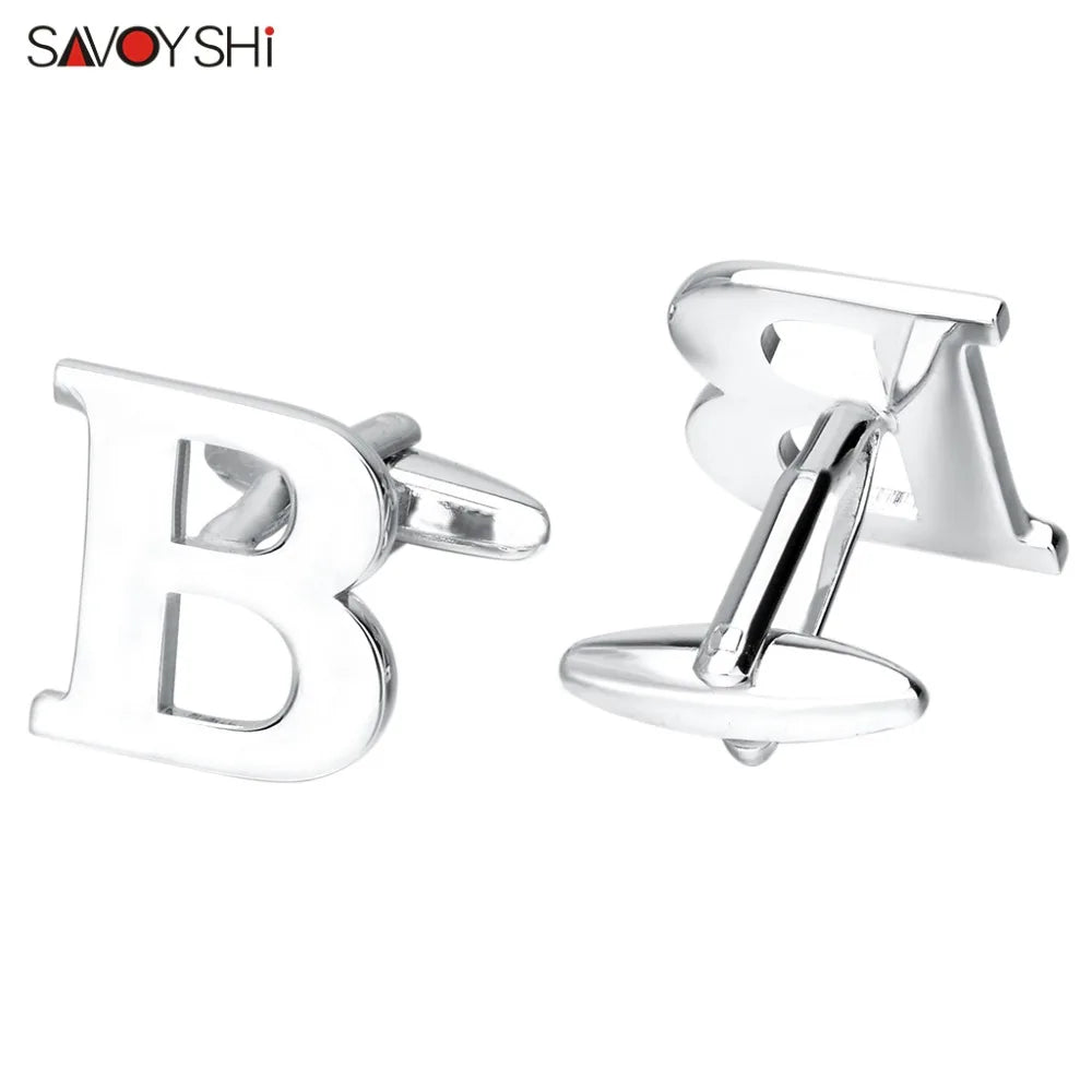 Silver 26 Letters Cufflinks for Mens Shirt High Cufflinks Retail