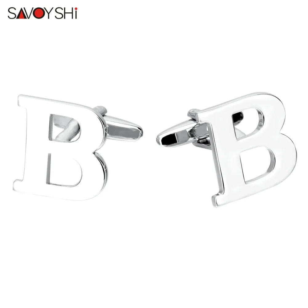 Silver 26 Letters Cufflinks for Mens Shirt High Cufflinks Retail