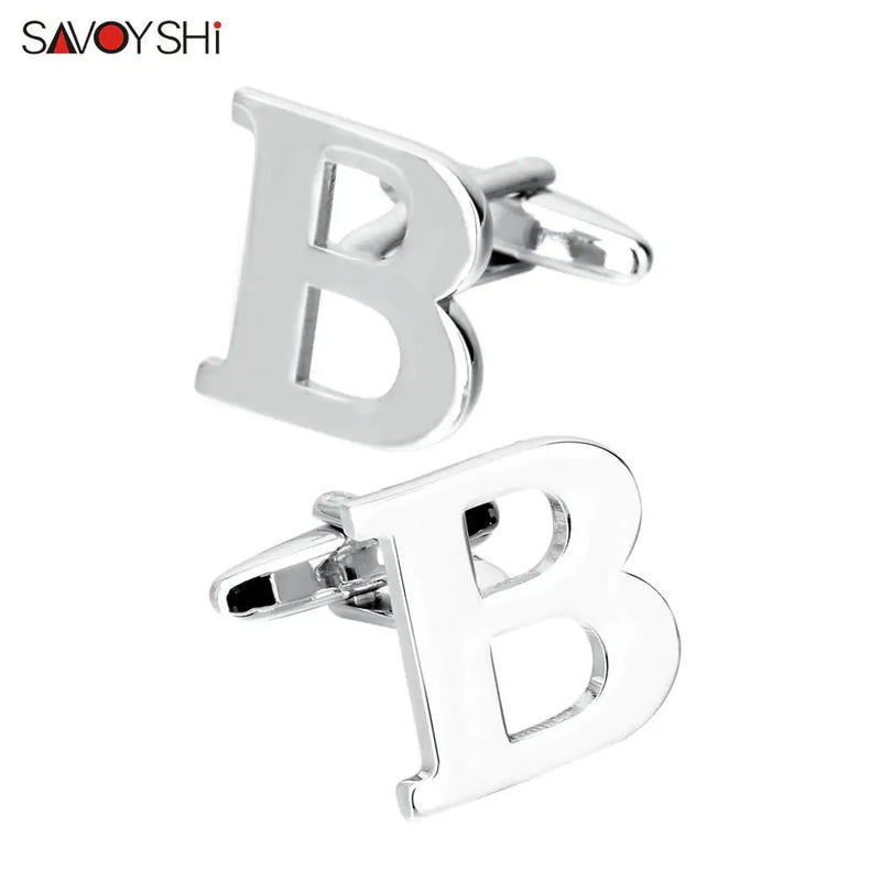 Silver 26 Letters Cufflinks for Mens Shirt High Cufflinks Retail