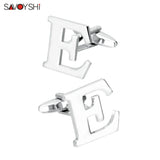 Silver 26 Letters Cufflinks for Mens Shirt Accessories