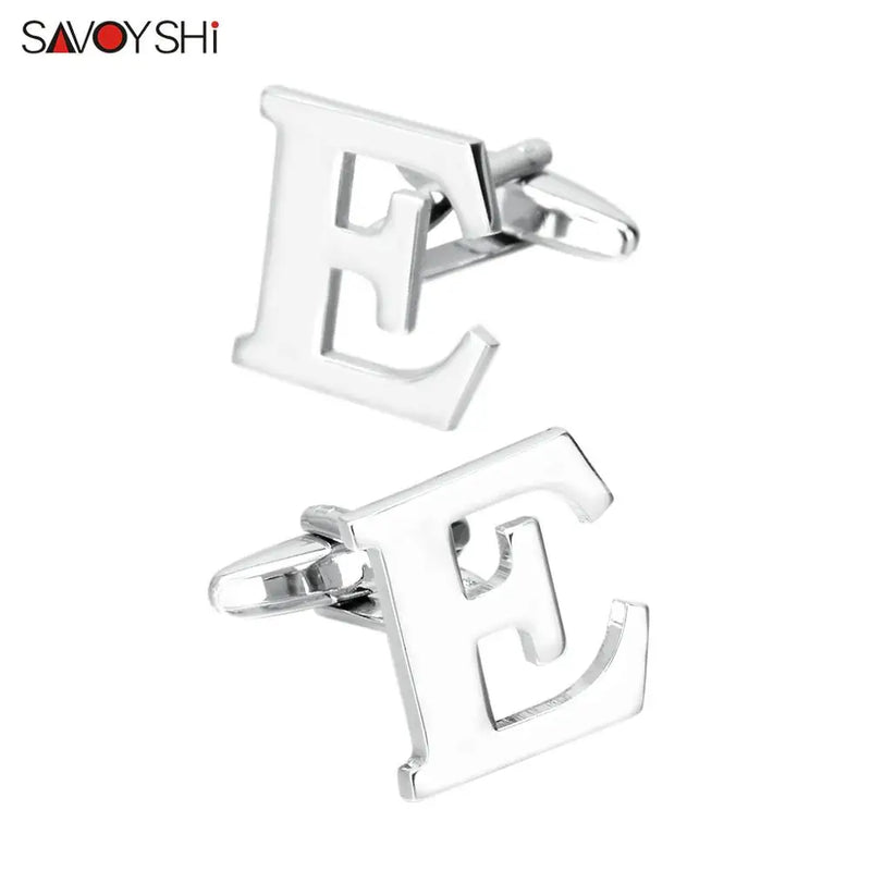 Silver 26 Letters Cufflinks for Mens Shirt Accessories