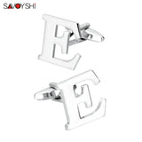 Silver 26 Letters Cufflinks for Mens Shirt Accessories