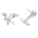 Silver Dinosaur Cufflinks for Men Animal Cuff links Halloween Jewelry