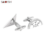 Silver Ruler Shape Cufflinks for Men Suit Shirt Jewelry