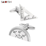 Silver Ruler Shape Cufflinks for Men Suit Shirt Jewelry