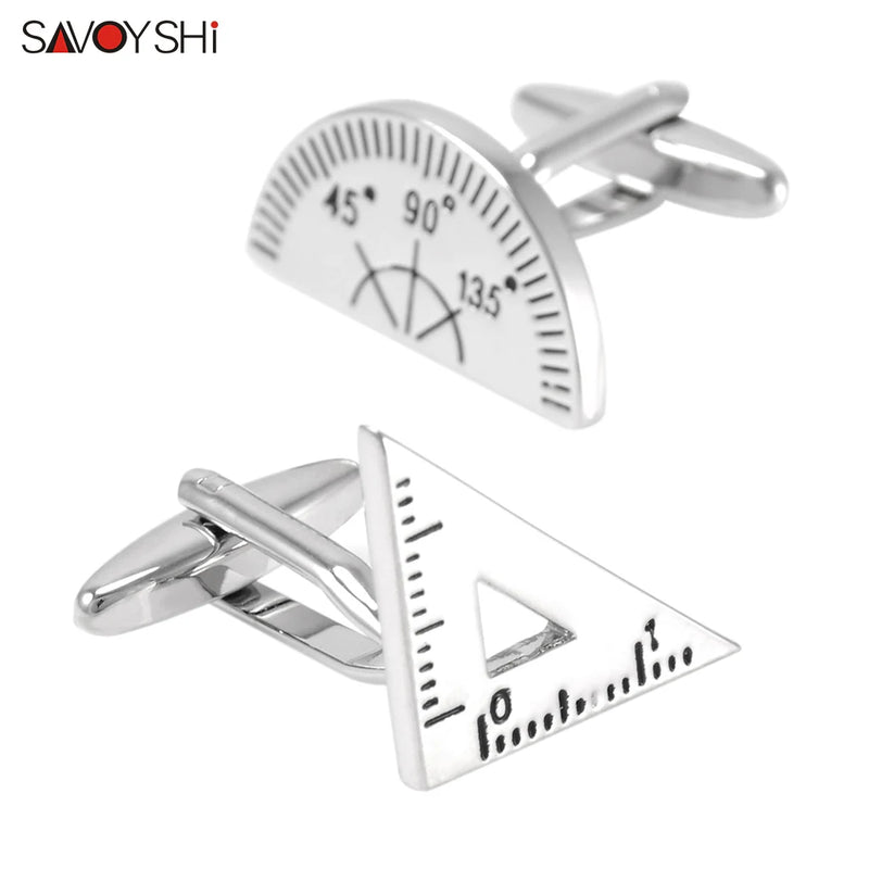 Silver Ruler Shape Cufflinks for Men Suit Shirt Jewelry